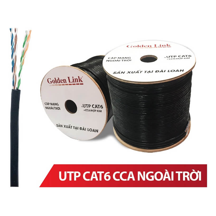 Cáp mạng Cat6 UTP CCA ngoài trời Golden Link TW1105-PE